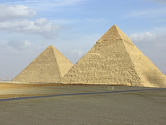 Pyramids of Giza in Egypt with Blue Sky