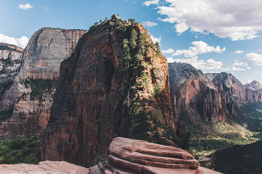 Majestic Red Rock Mountain Landscape with Blue Sky