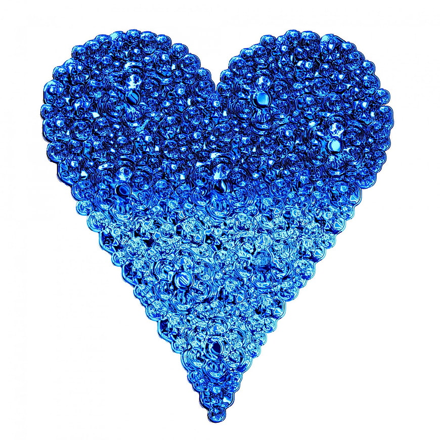 Blue Crystal Heart Shape On White Background