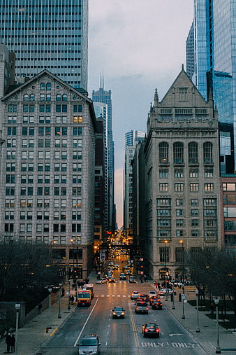 Urban Cityscape with Historic and Modern Architecture at Dusk