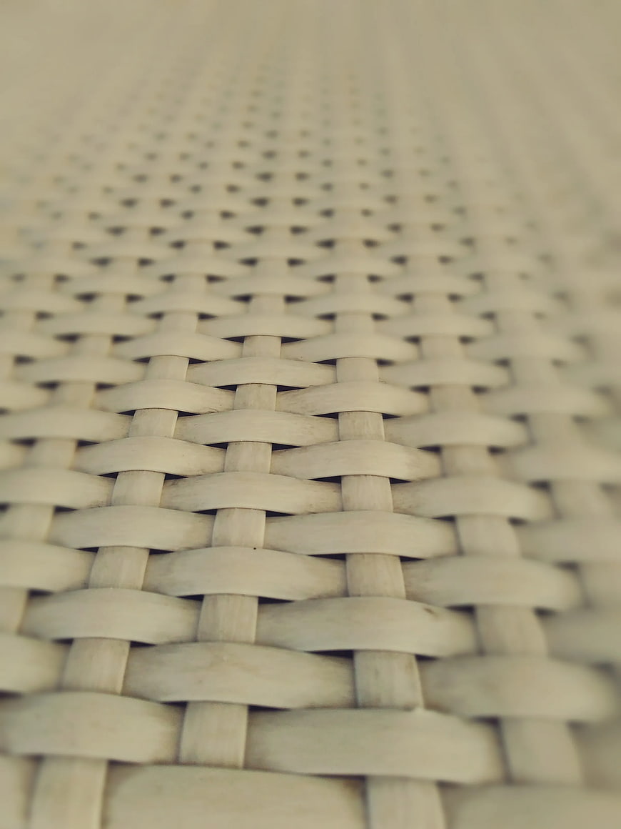 Close-up of Woven White Wicker Texture Background