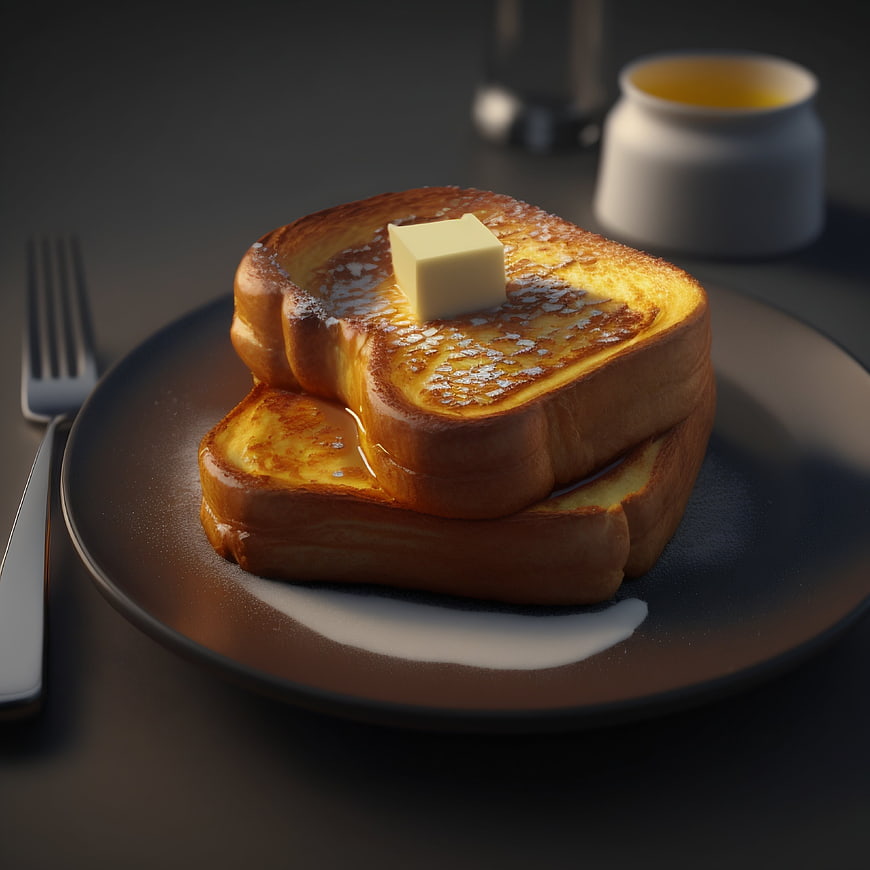 Golden French Toast with Butter and Powdered Sugar