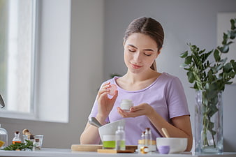 Woman Making Natural Homemade Skincare Cream