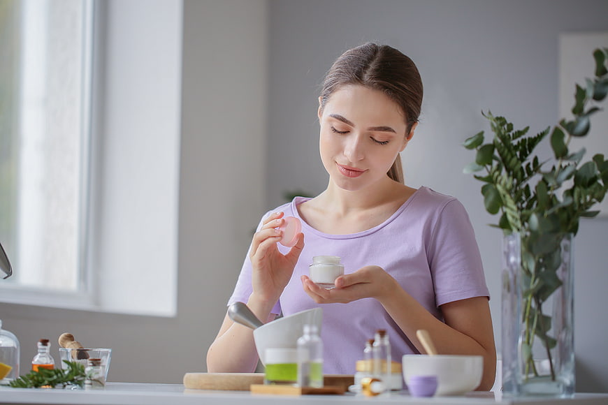 Woman Making Natural Homemade Skincare Cream