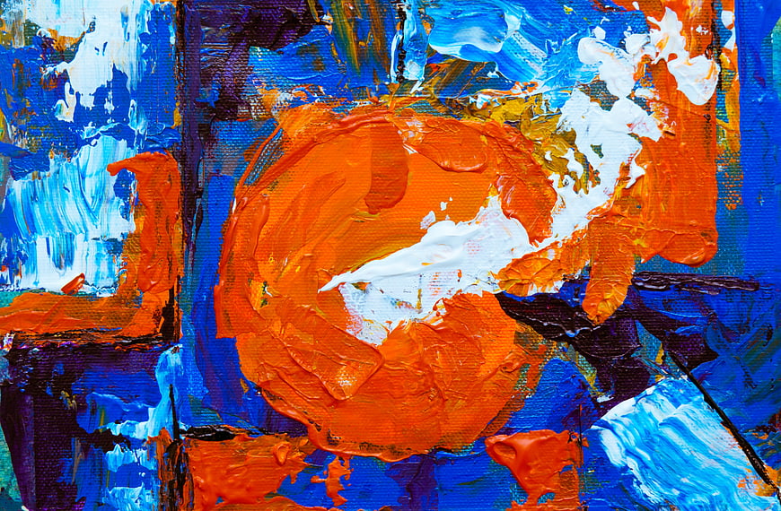 Abstract Orange and Blue Oil Painting Texture