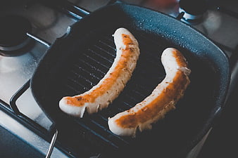 Grilling Sausages in Cast Iron Pan