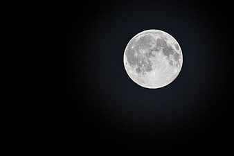 Full Moon Against Black Night Sky