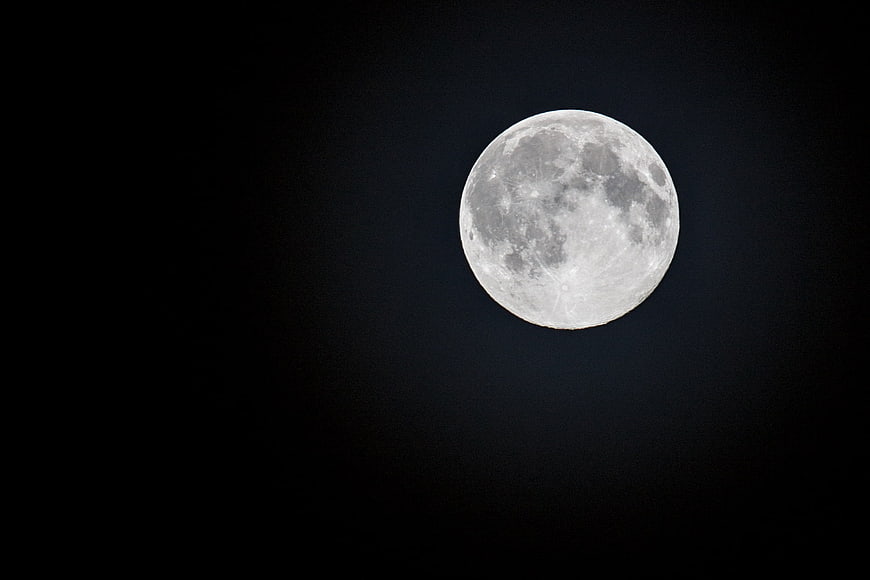 Full Moon Against Black Night Sky