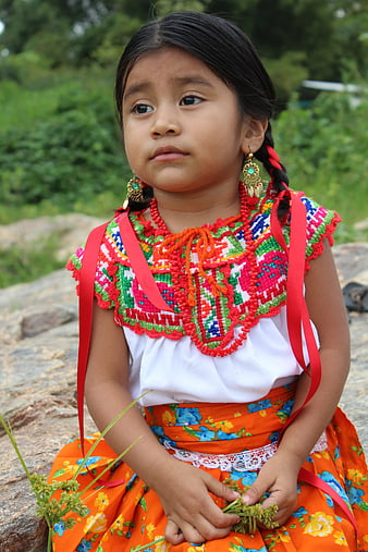Young Girl in Traditional Mexican Indigenous Clothing