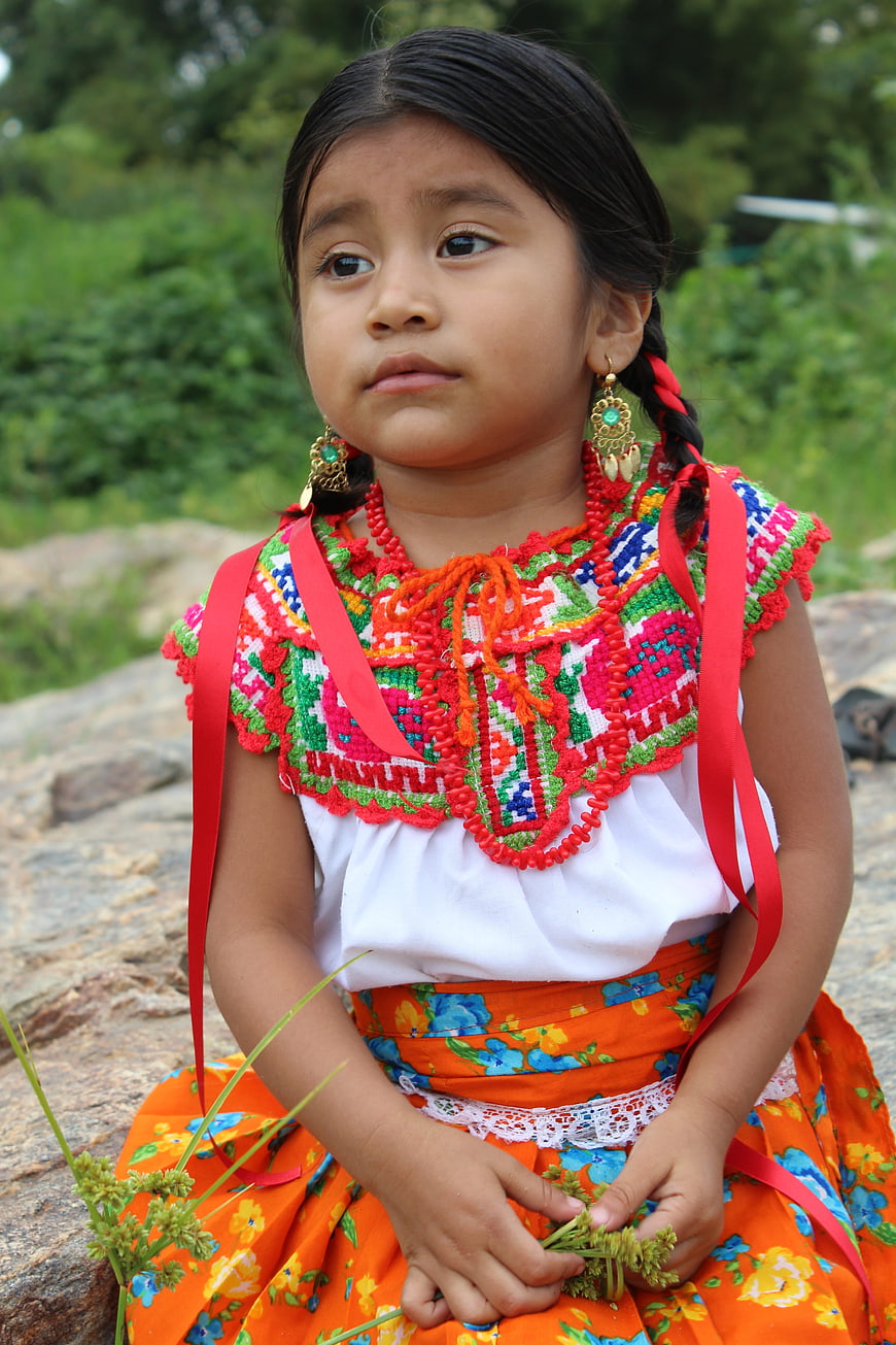 Young Girl in Traditional Mexican Indigenous Clothing