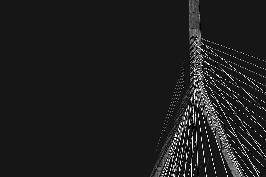 Black and White Cable-Stayed Bridge Tower Architecture
