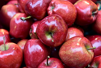 Close-up of Fresh Ripe Red Apples with Water Droplets