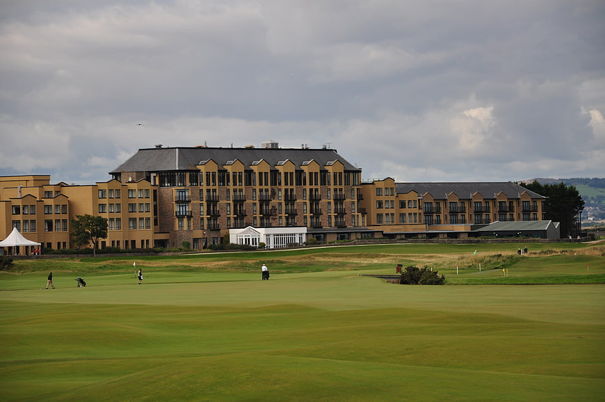 St Andrews Old Course Golf Links With Hotel In Background