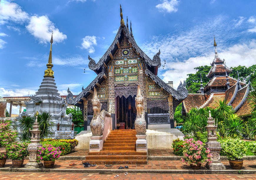 Traditional Thai Temple Architecture in Chiang Mai, Thailand