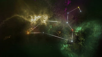 Cancer Constellation Star Map With Nebula Background