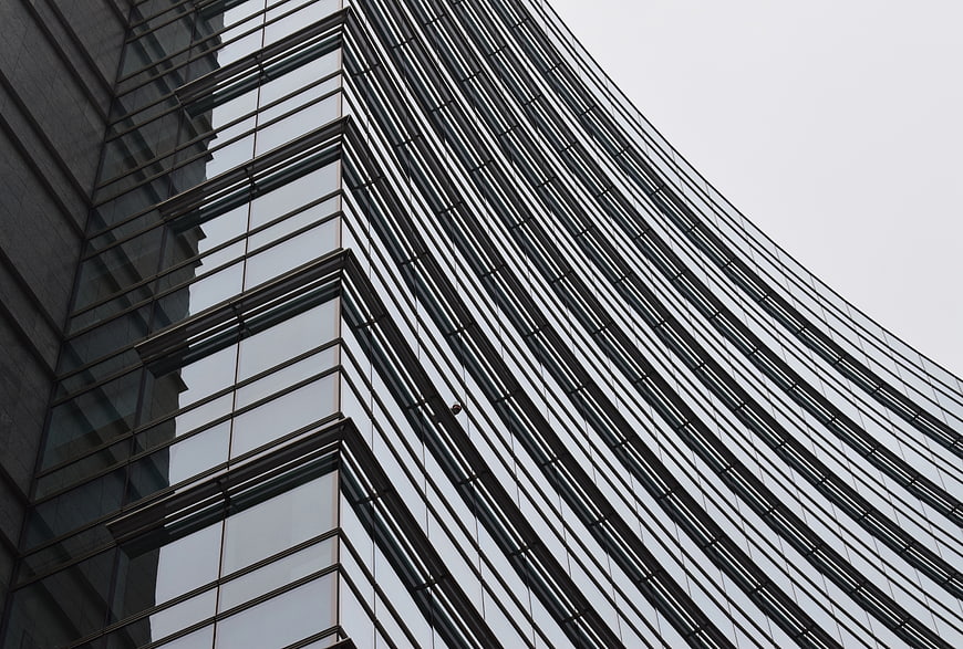 Modern Glass Skyscraper Architecture with Geometric Lines