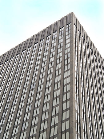 Low angle view of modern office building facade
