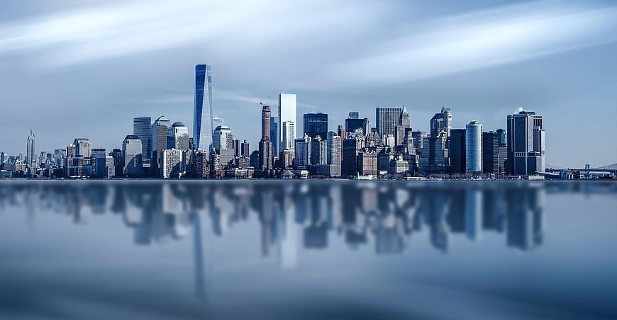 New York City Skyline Reflection in Water