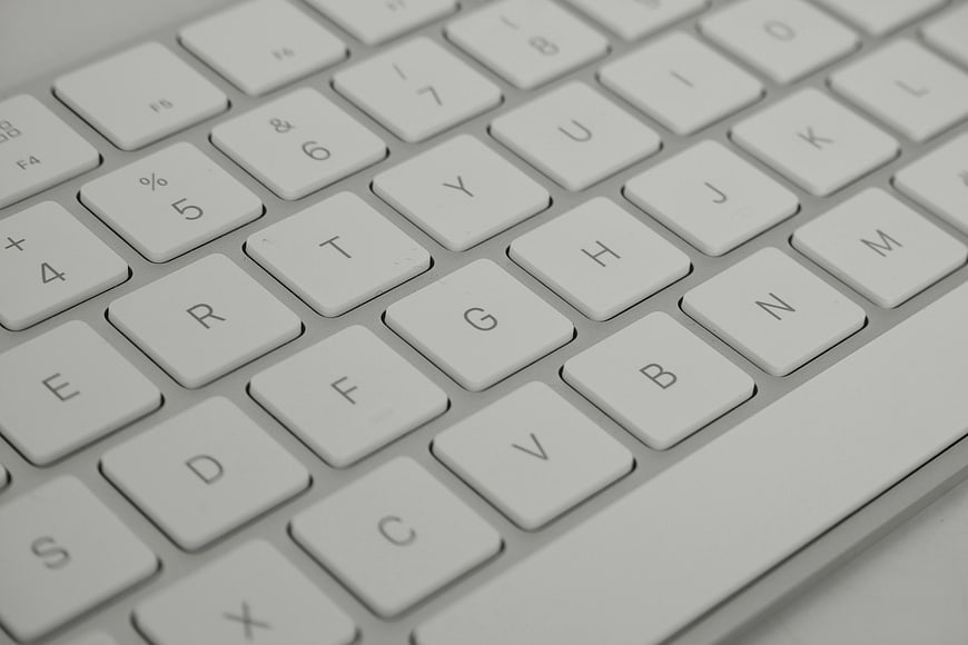 Close-up of white computer keyboard keys