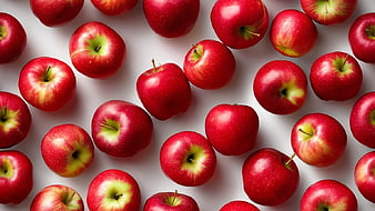 Top View of Fresh Red Apples on White Background