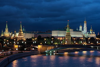 Moscow Kremlin and St. Basil's Cathedral at Night