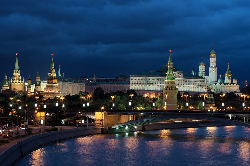 Moscow Kremlin and St. Basil's Cathedral at Night