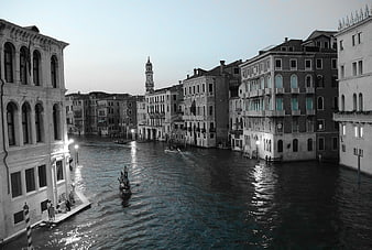 Venice Grand Canal Evening with Gondola and Selective Color