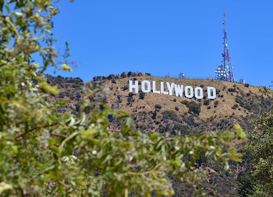 Hollywood Sign on Mount Lee with Foreground Foliage