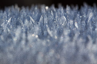 Macro Close-Up of Ice Crystals and Hoarfrost Texture