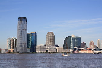 Jersey City Skyline View Across the Hudson River