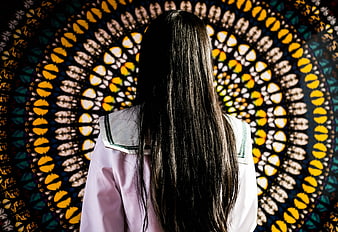 Woman in Sailor Uniform Back View Stained Glass
