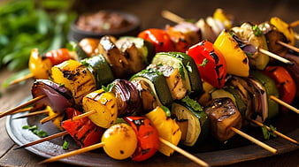 Grilled Vegetable Skewers with Zucchini, Peppers, and Onions