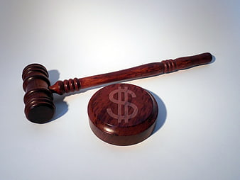 Wooden Gavel with Dollar Sign on Sound Block