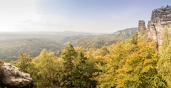 Panoramic View of Saxon Switzerland National Park in Autumn