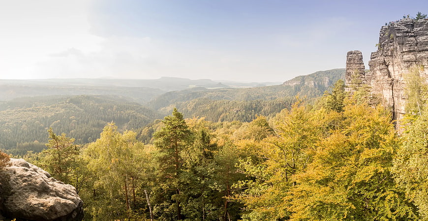 Panoramic View of Saxon Switzerland National Park in Autumn