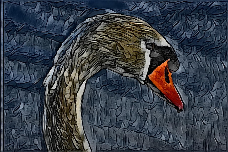 Artistic digital painting of a swan head in profile