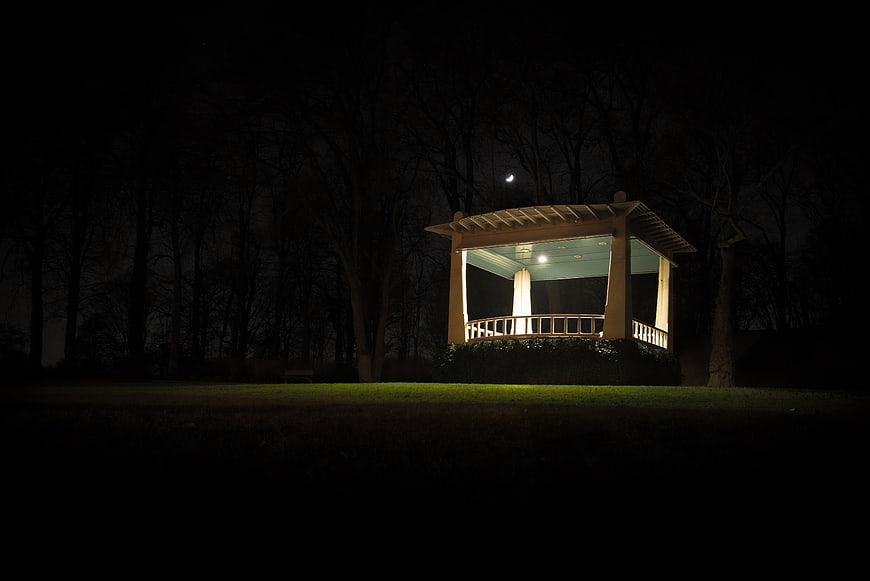 Illuminated Music Chapel in Park at Night