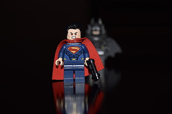 Lego Superman Minifigure with Red Cape and Kryptonite Gun