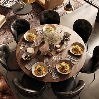 Overhead View of Elegant Pasta Dinner Table Setting