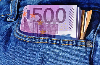 500 Euro Banknotes in Blue Denim Jeans Pocket