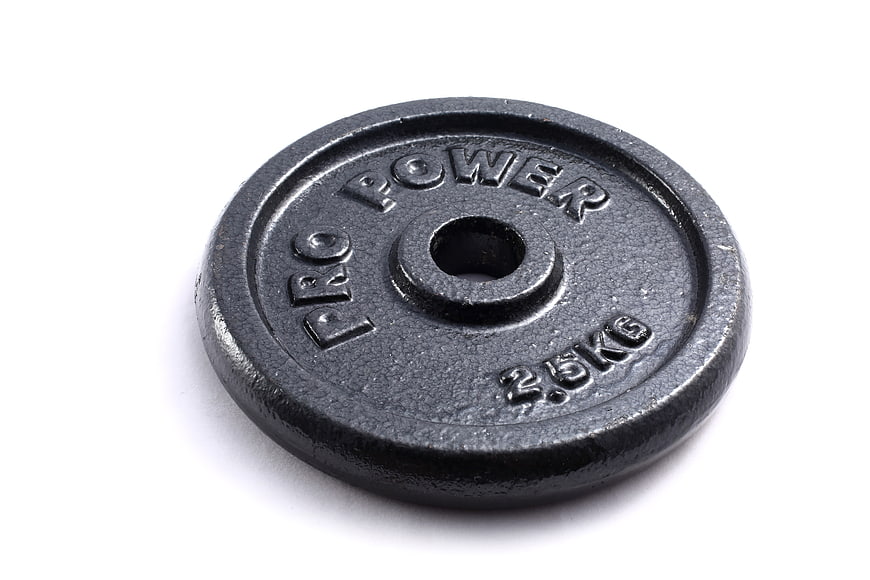 Black 2.5kg Pro Power Weight Plate On White Background