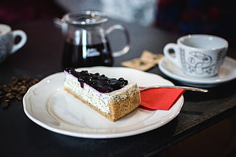 Blueberry Poppyseed Cheesecake with Coffee