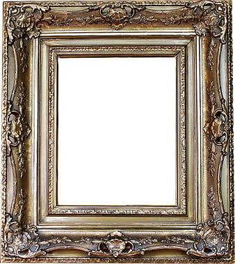 Ornate Antique Gold Picture Frame with White Background