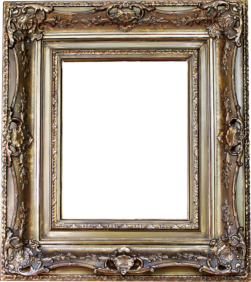 Ornate Antique Gold Picture Frame with White Background
