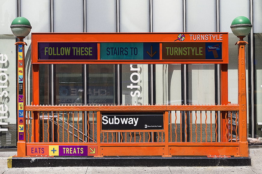 Orange New York City Subway Entrance Sign