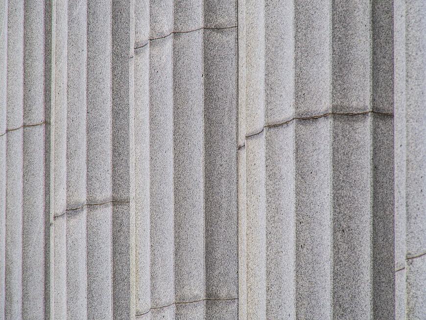 Close-up of Gray Stone Column Pillar Texture