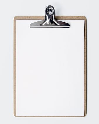 Blank clipboard with white paper on white background
