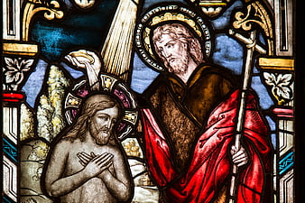 Stained Glass Window Depicting the Baptism of Christ