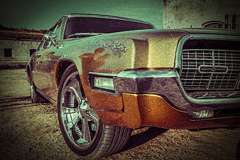 Vintage Gold Glitter Ford Thunderbird Classic Car