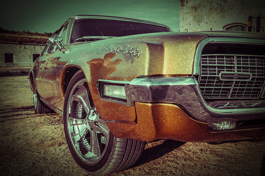 Vintage Gold Glitter Ford Thunderbird Classic Car